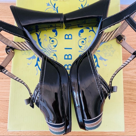 Bobbi Blu Madison black patent leather lace heels 50s 60s pinup Mary jane 8.5 - Picture 6 of 16